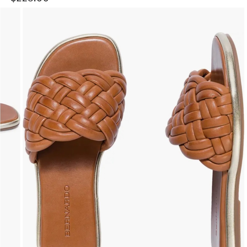 NWT Bernardo Troy Braided Leather Slide Sandal
